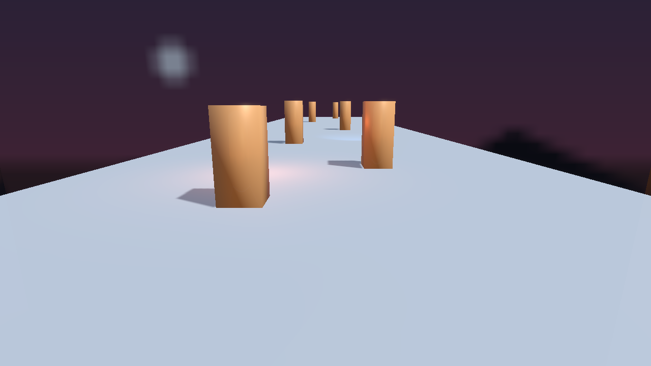 Directional cascades and colored local shadows across the original pillar scene.